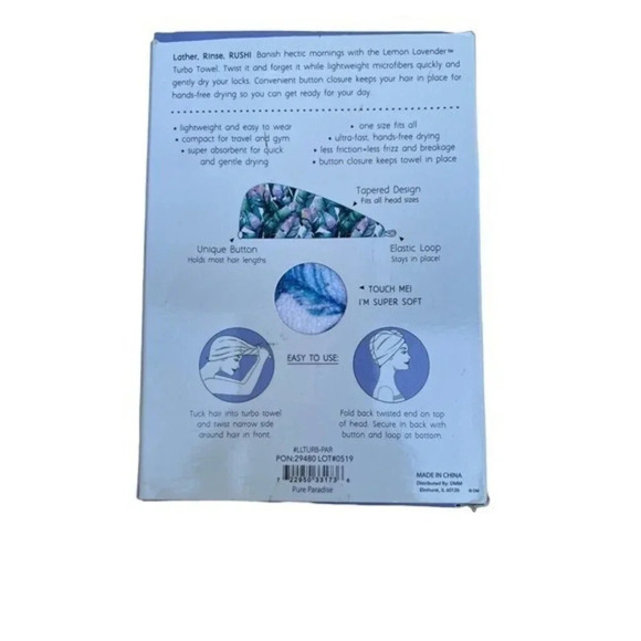 Lemon Lavender Microfiber Turbo Towel Quick Dry Gentle Hair Drying Blue Pink New - Picture 2 of 2